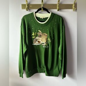 Margaux & Lexi Fleece Green Woodland Friends Sweatshirt Size XXL NWT